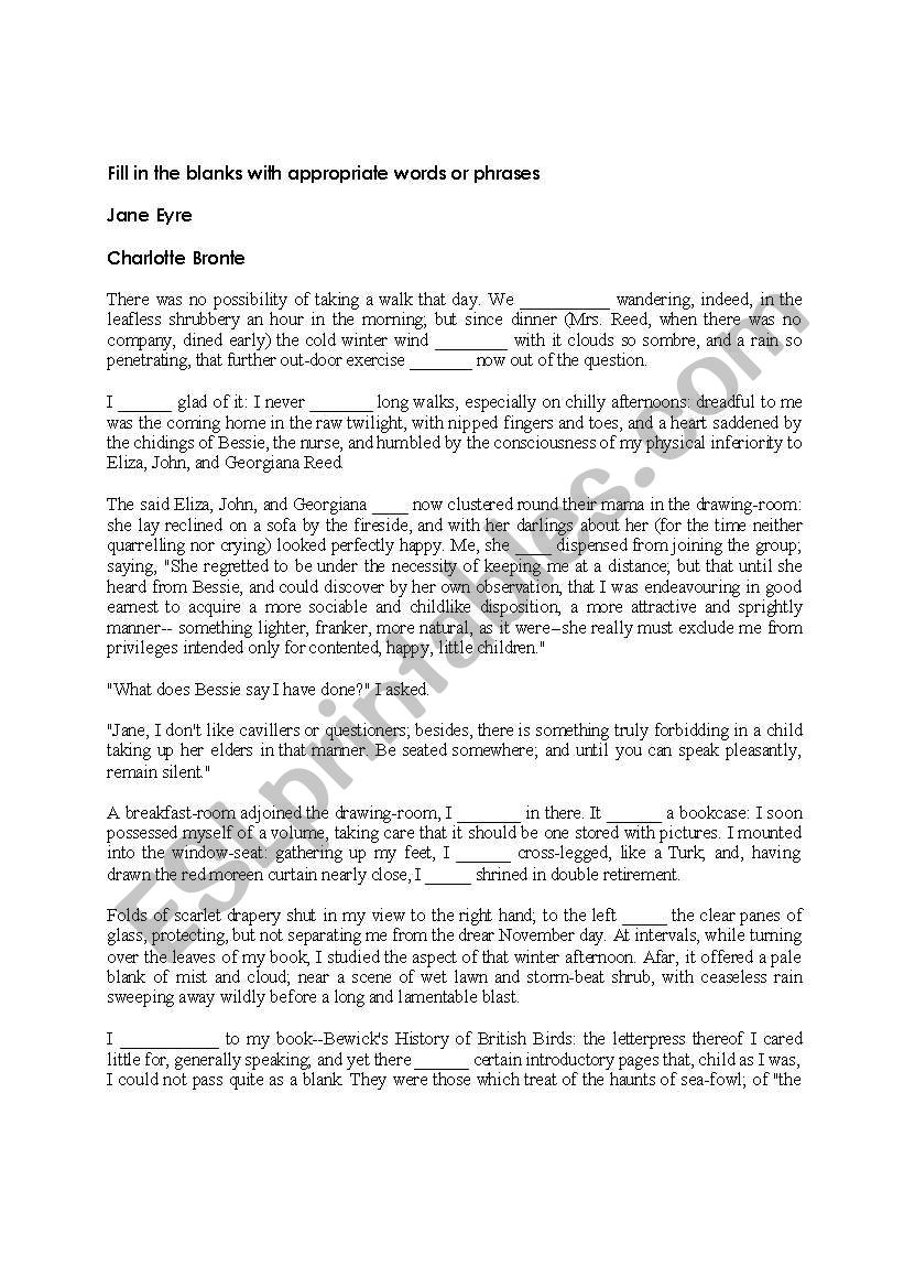 Fill in the Blanks worksheet