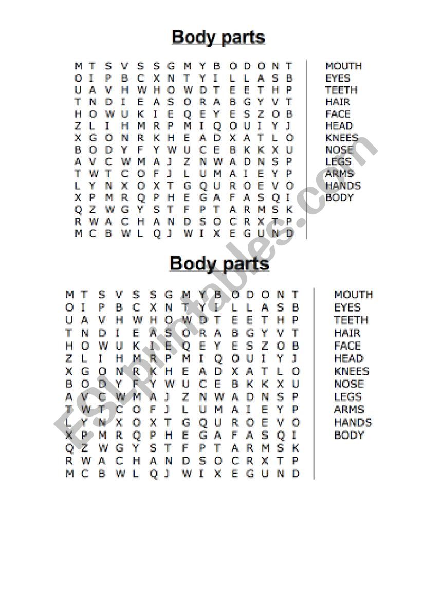 BODY WORDSEARCH worksheet