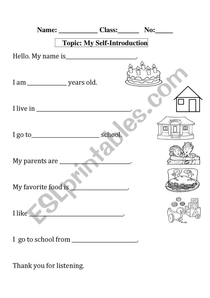 introduce oneself worksheet