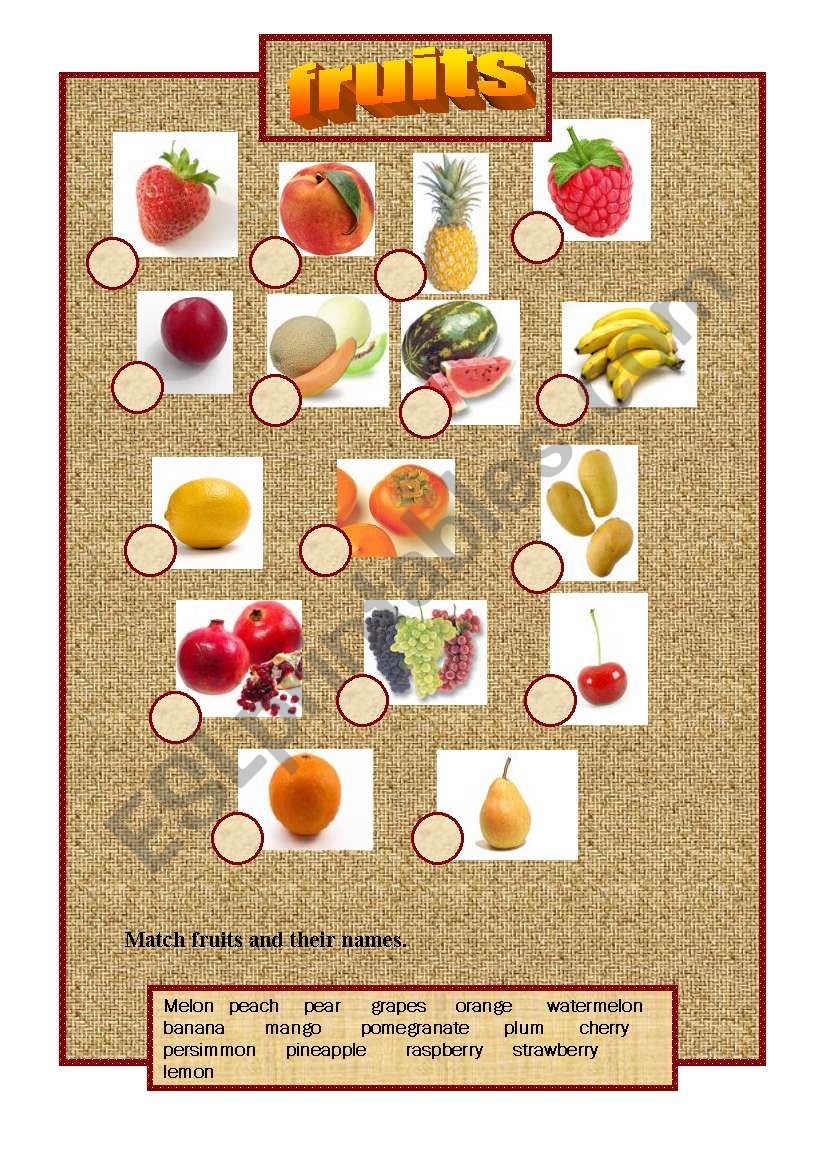 Fruits worksheet