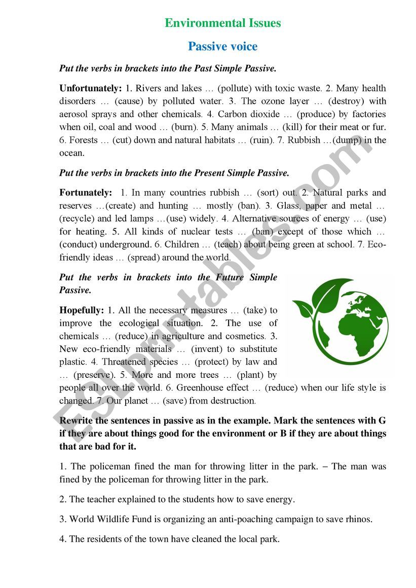 Environmental issues worksheet