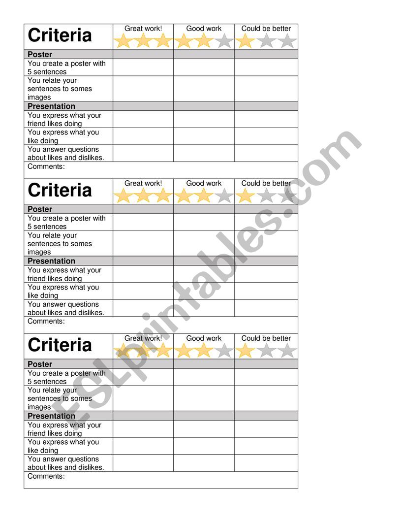 Rubric for oral presentation kids