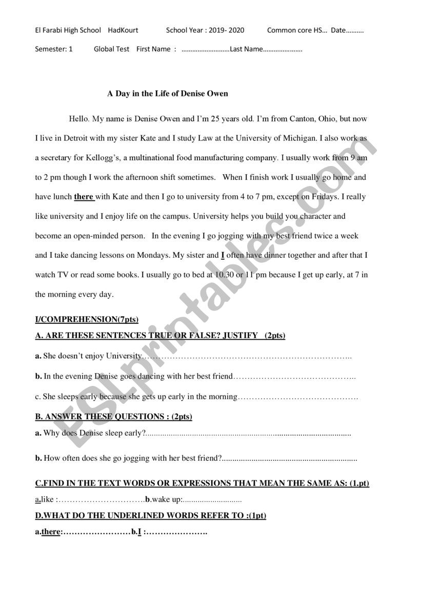 quiz worksheet
