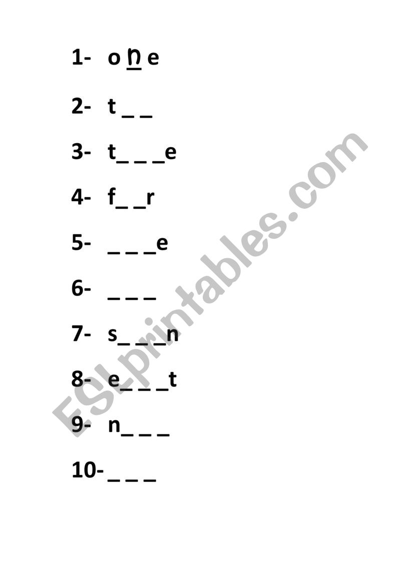 Numbers 1-10 worksheet