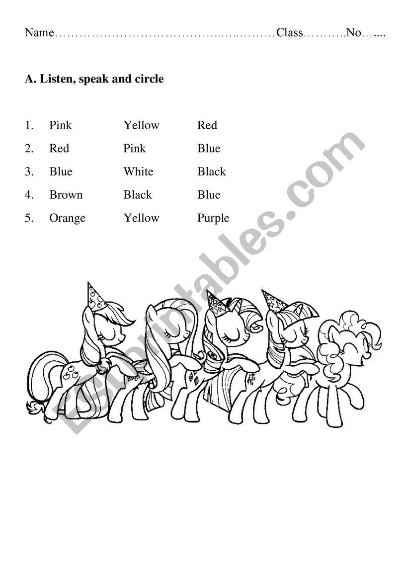 Colors worksheet