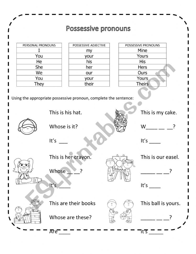 POSSESSIVE PRONOUNS worksheet