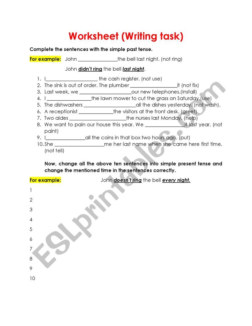 simple past and simple present 20 Questions Test