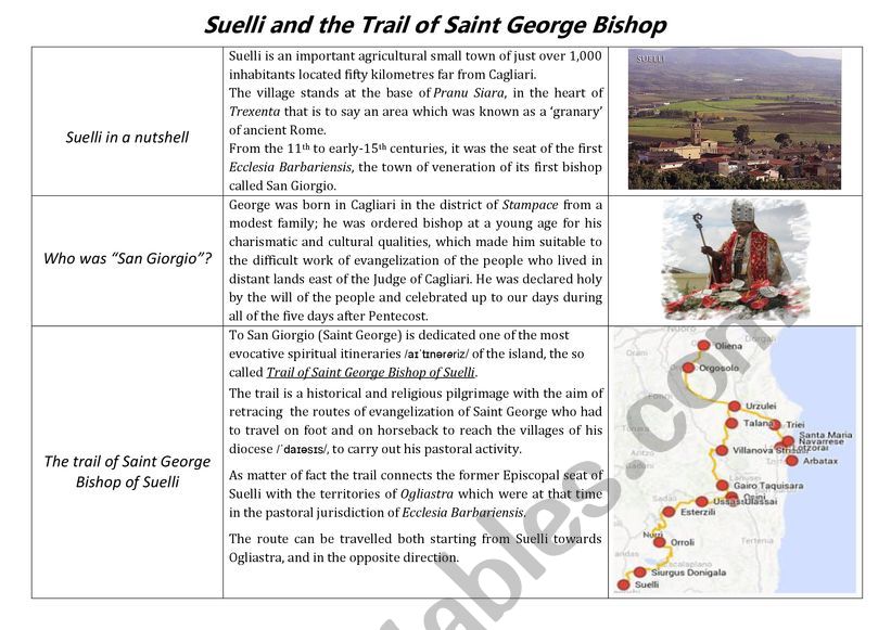 The trail of Saint George Bishop of Suelli