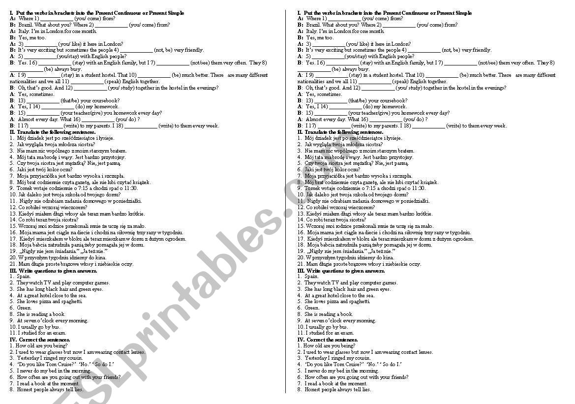 Revision exercises for Enterprise 2 Units 1-2