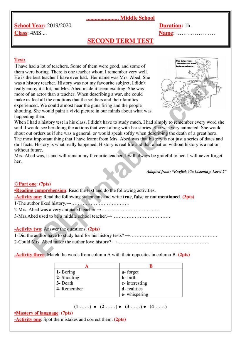 4MS second term test 2019-2020.