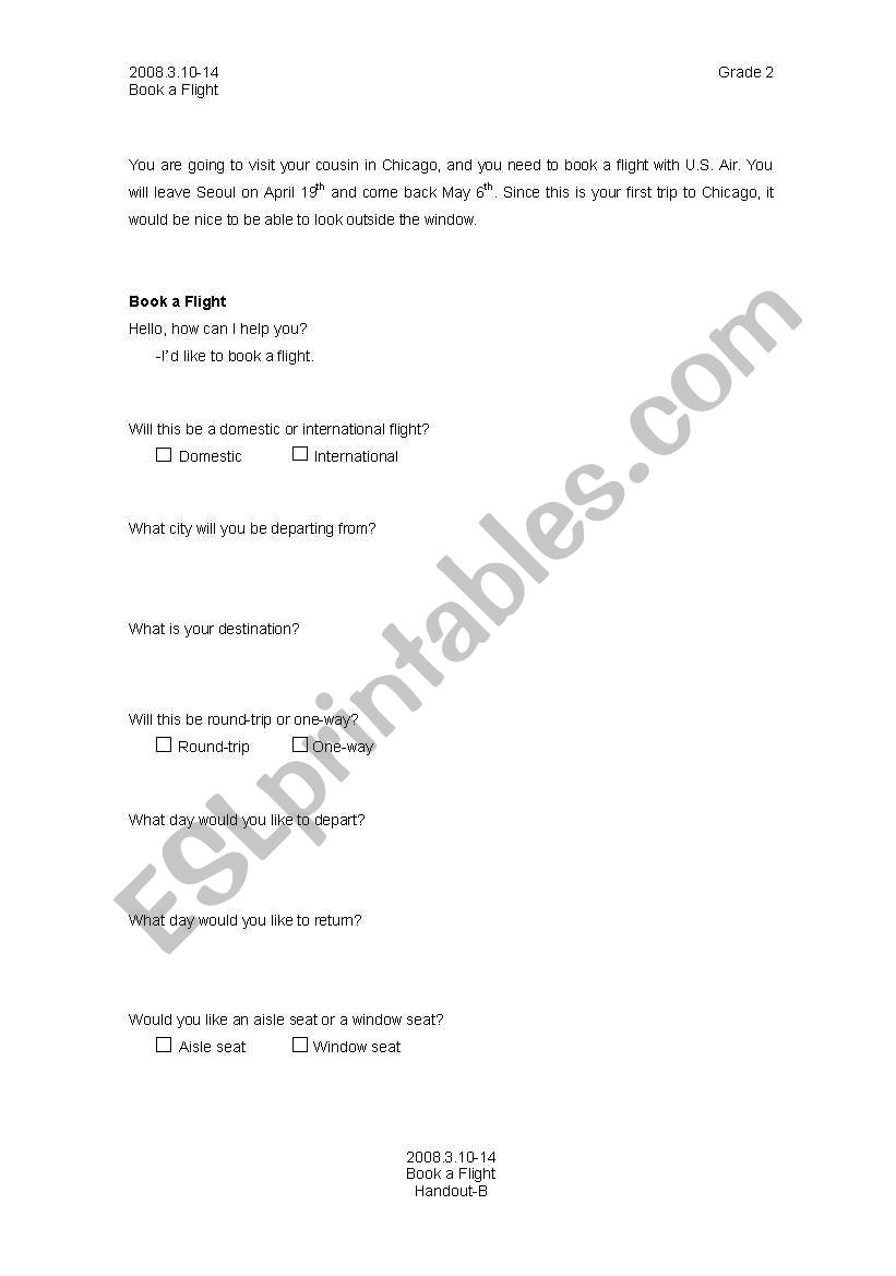 English in Travel worksheet