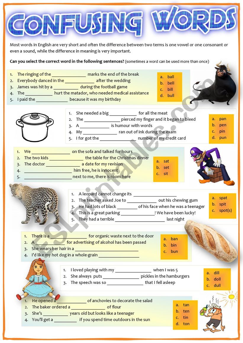 CONFUSING WORDS worksheet