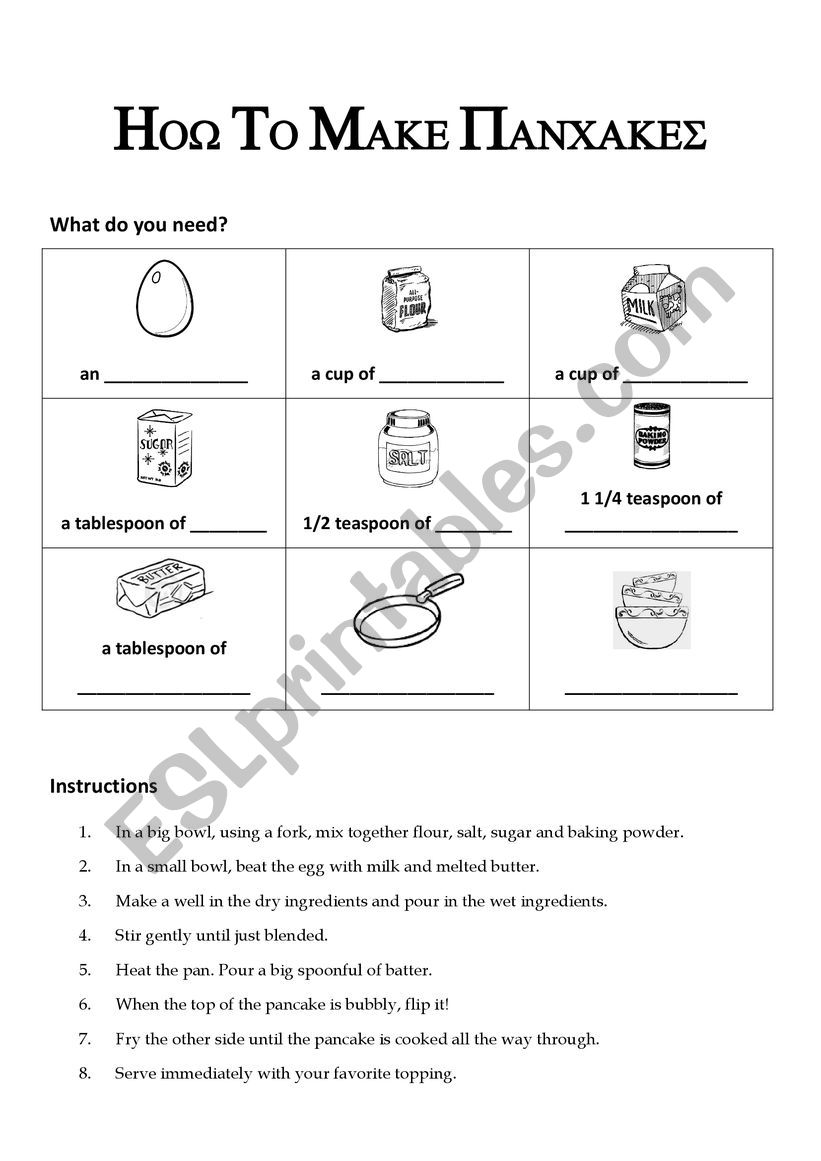 How to Make Pancakes worksheet