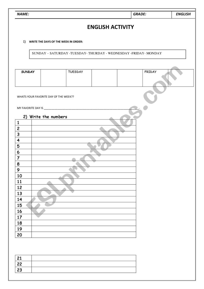 ENGLIS TEST  worksheet