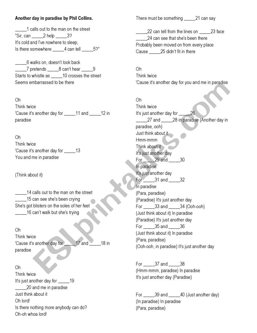 music activity worksheet