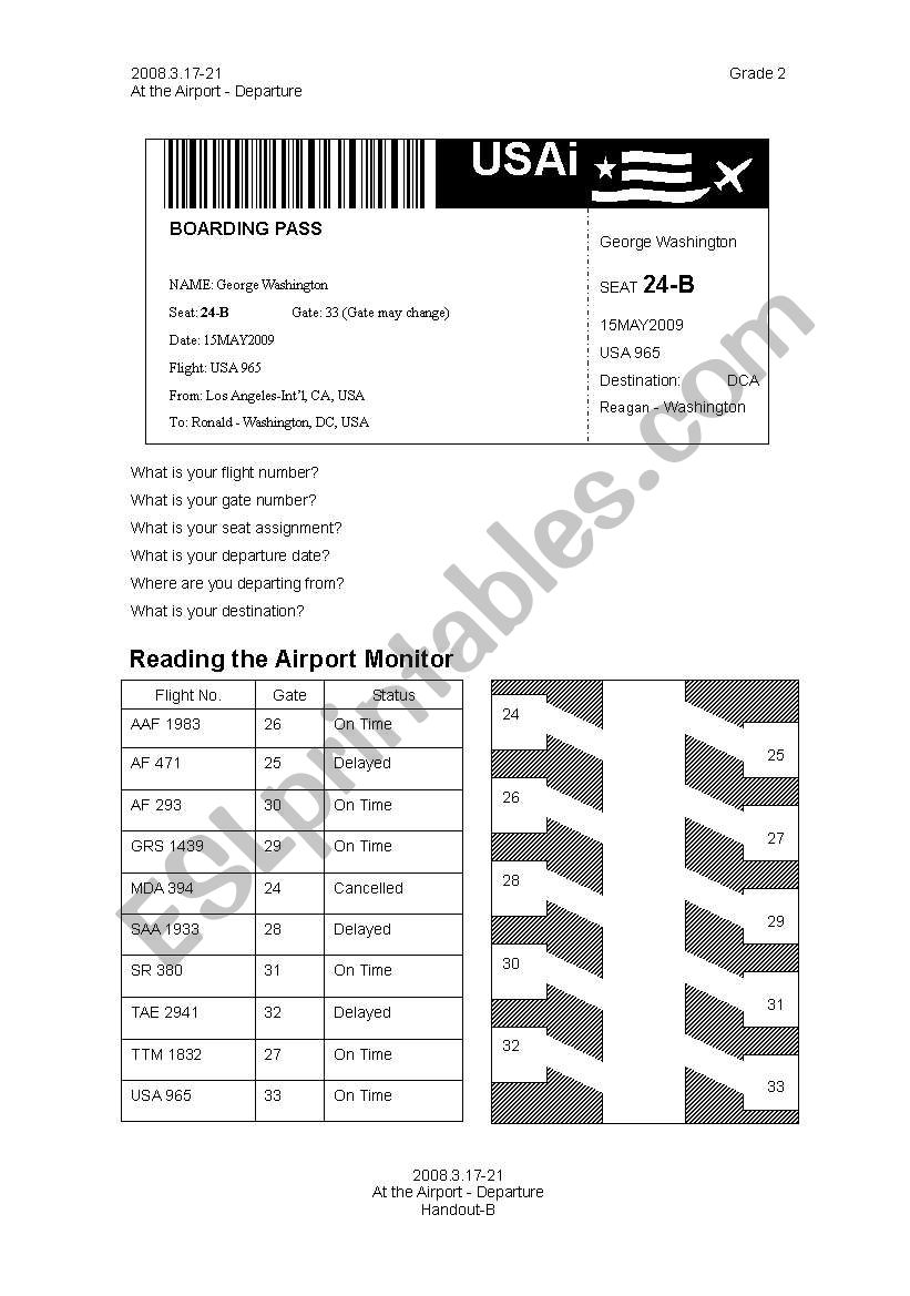 Book a Flight  worksheet