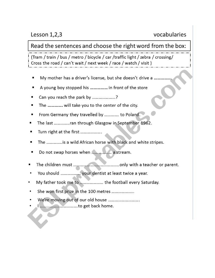 vocab worksheet