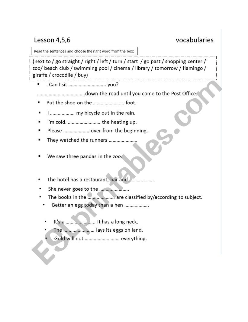 animal and zoo worksheet