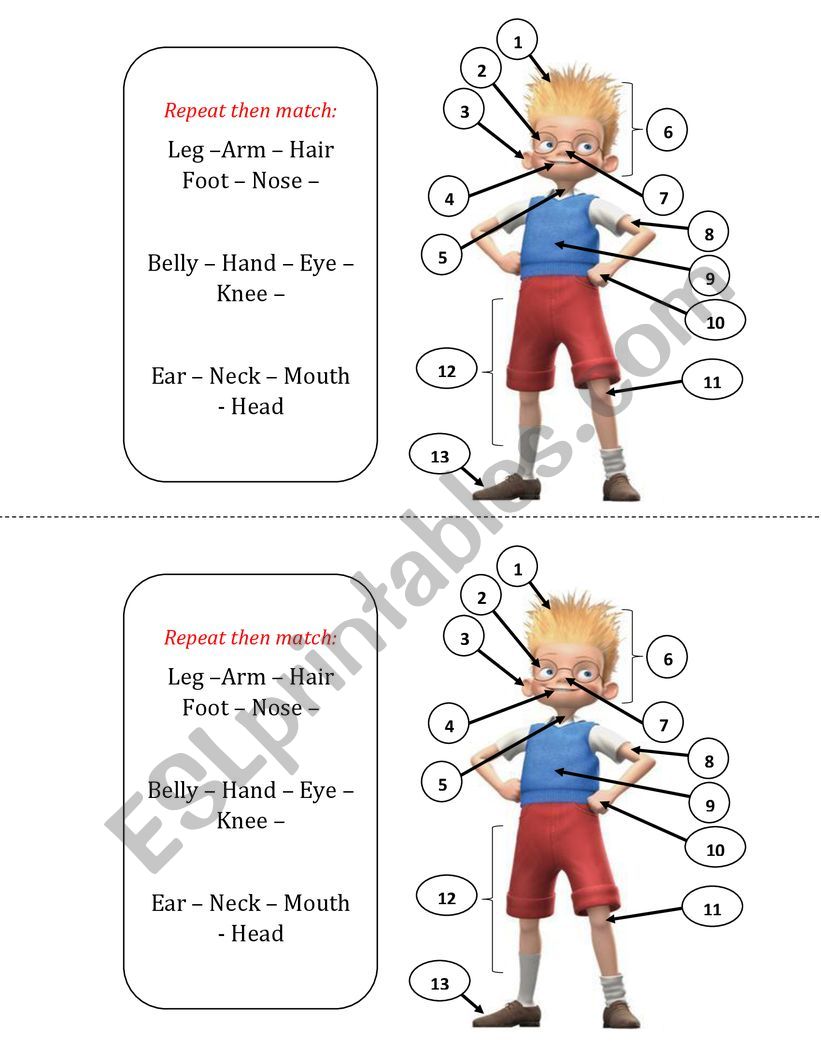 Body Parts worksheet