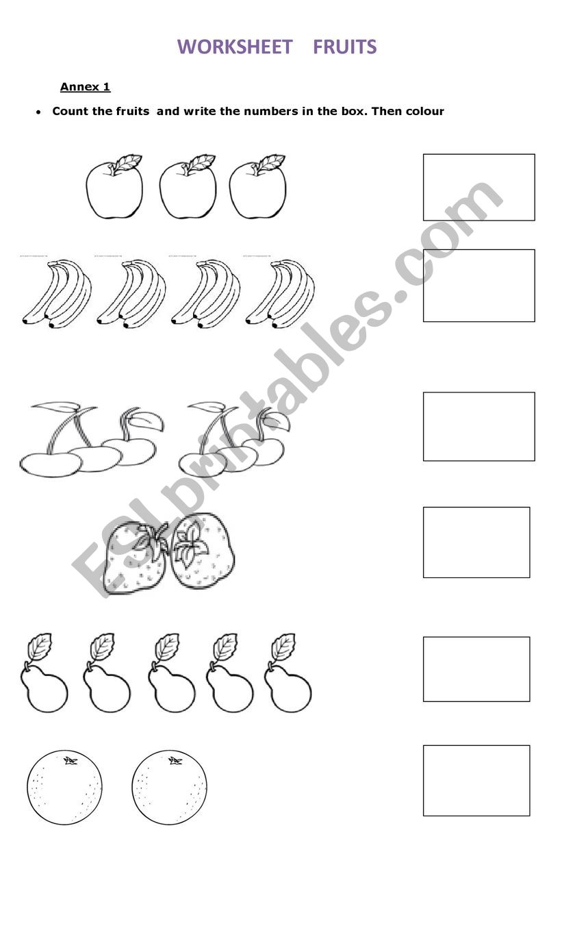 count the fruits worksheet