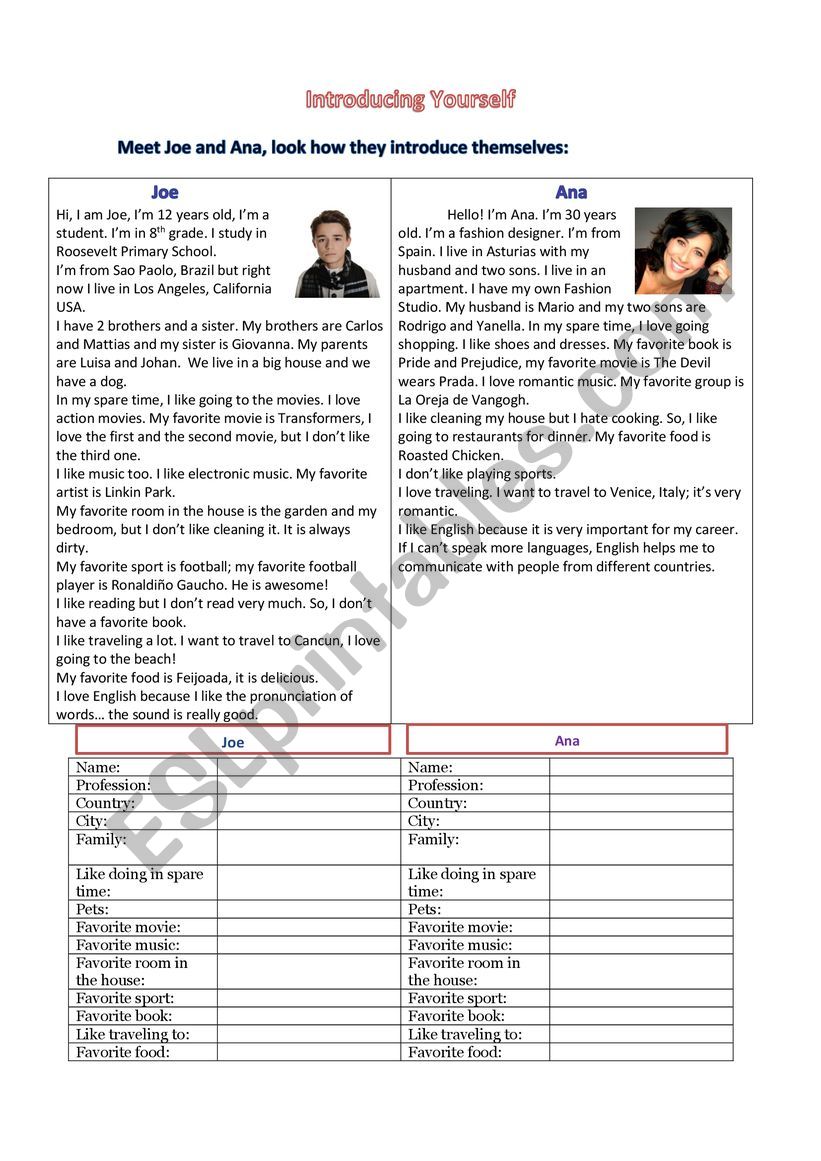 Introduction worksheet