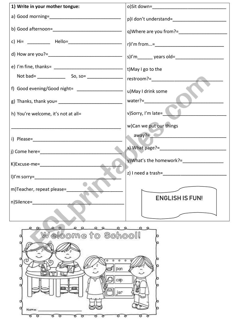 Back to school - ESL worksheet by roneibaga