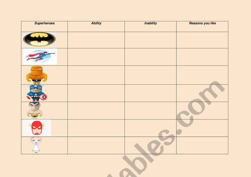 Who is your superhero? worksheet