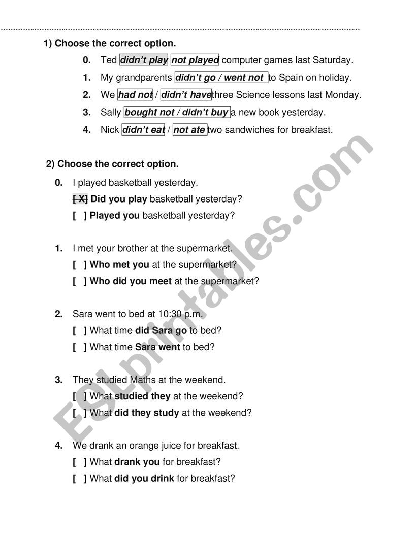 Simple past worksheet