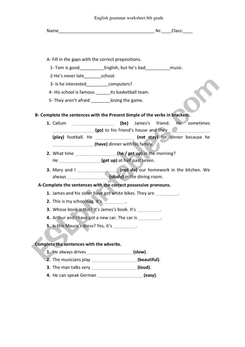  Grammar worsheet worksheet