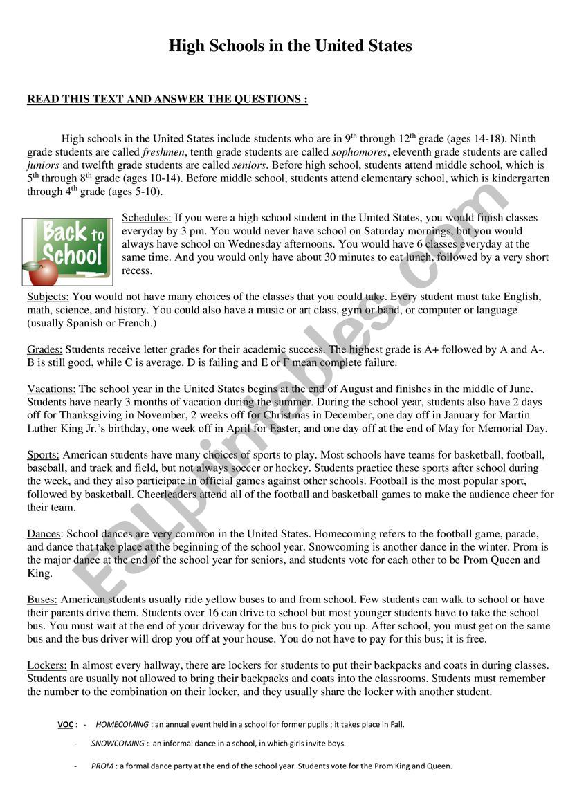 AMERICAN SCHOOLS worksheet