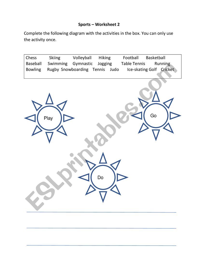 Sports worksheet