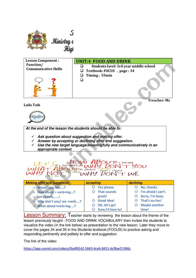 making offer and request worksheet