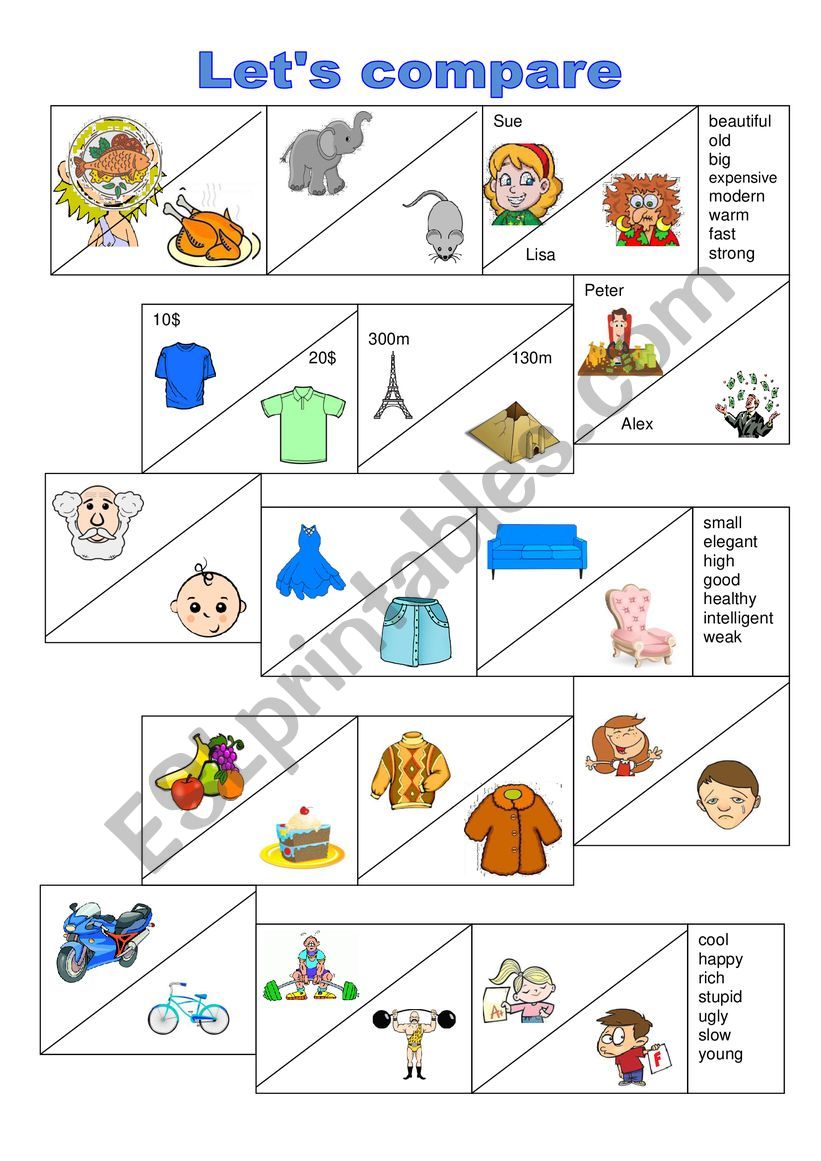 Board game - Let�s compare worksheet