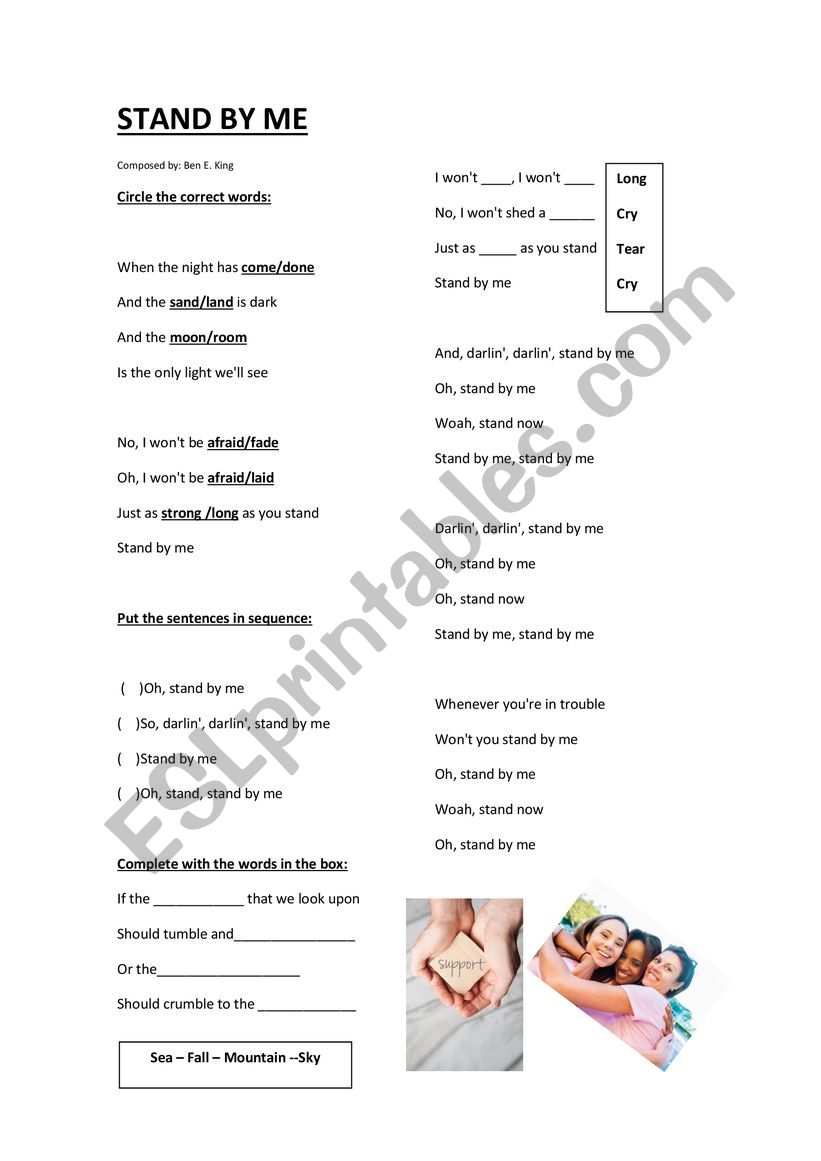 Stand by me worksheet worksheet