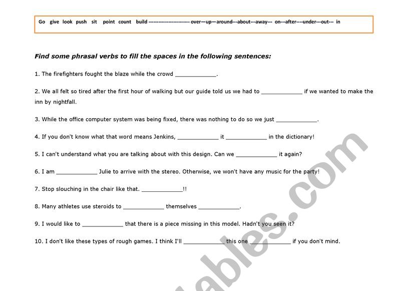 phrasal verbs  worksheet