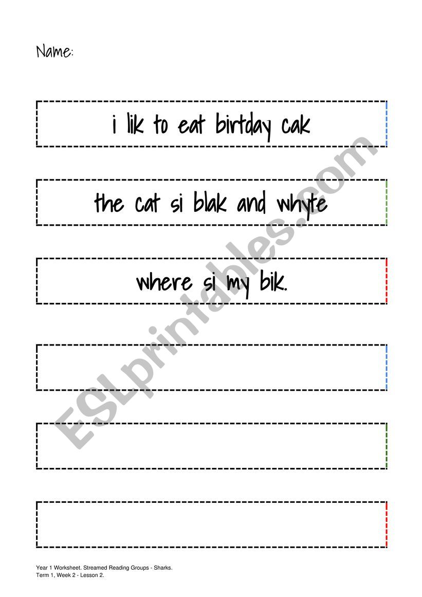 Find the errors worksheet
