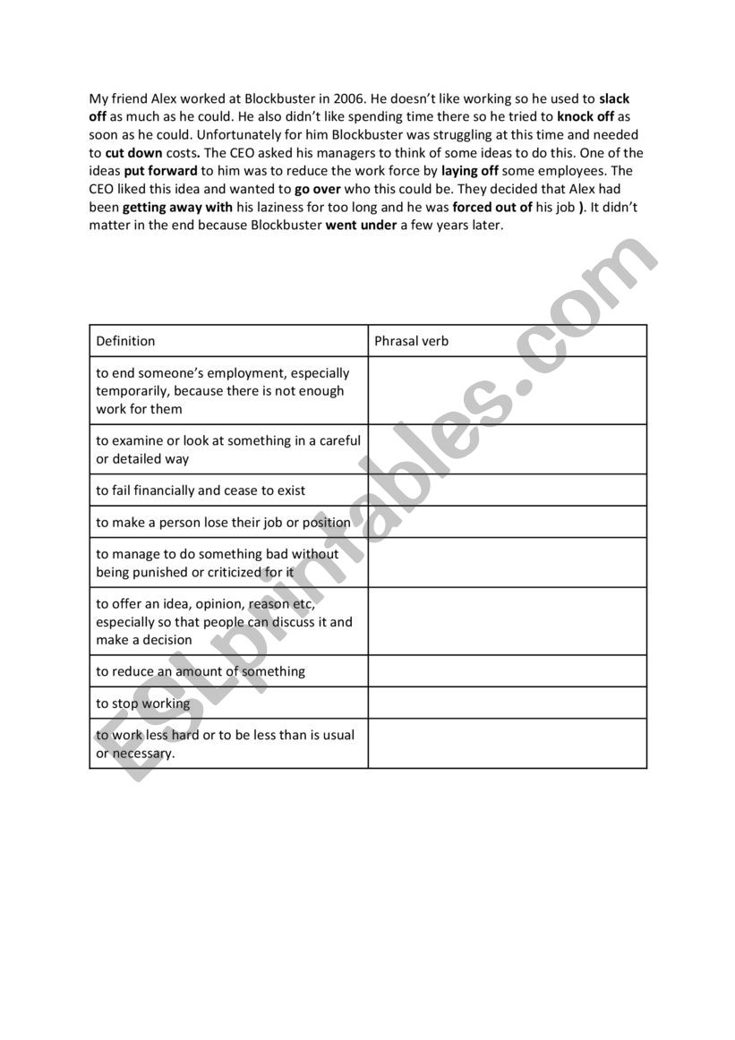 Storybuild worksheet