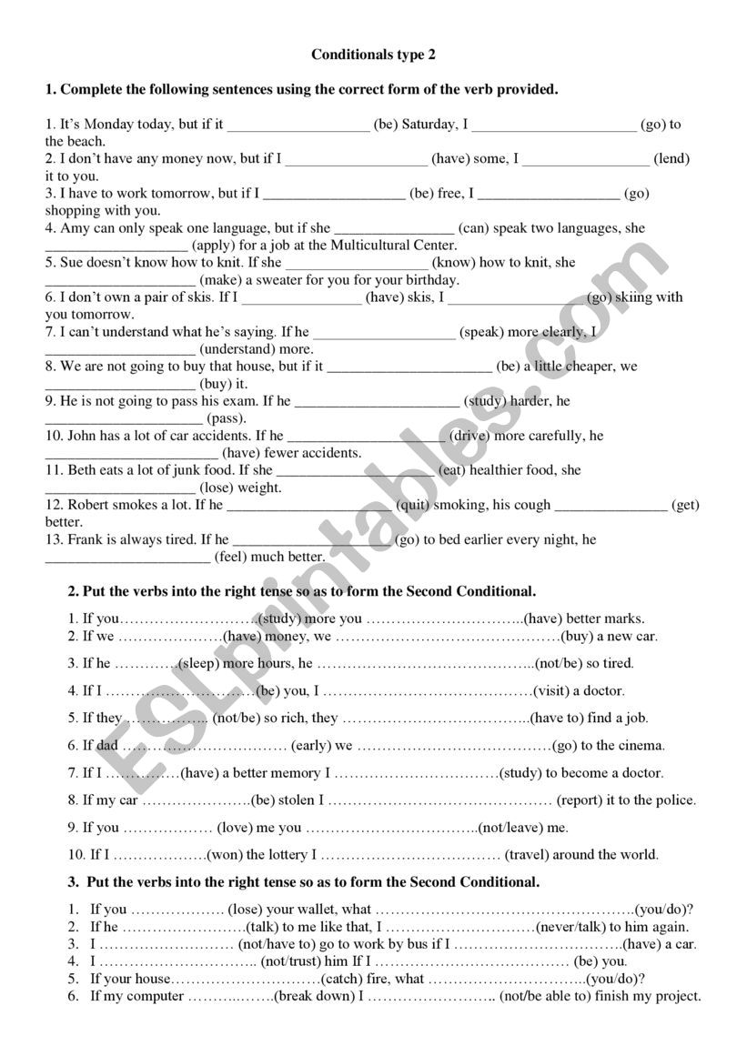 If clause type 2 worksheet