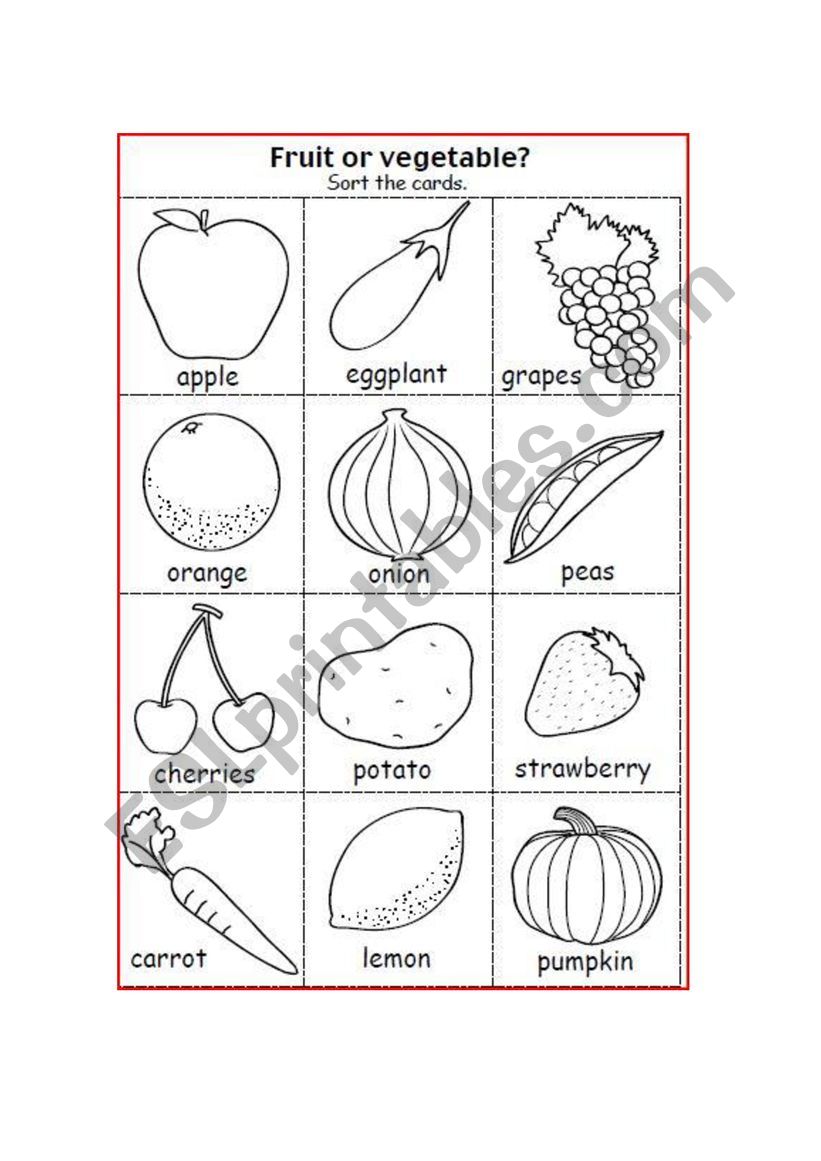 fruits and vegetables worksheet