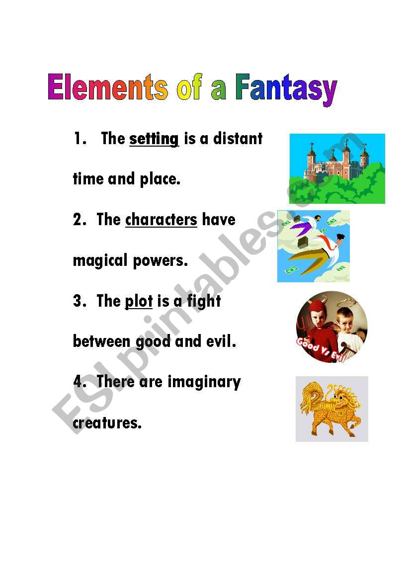 Elements of a Fantasy Story worksheet