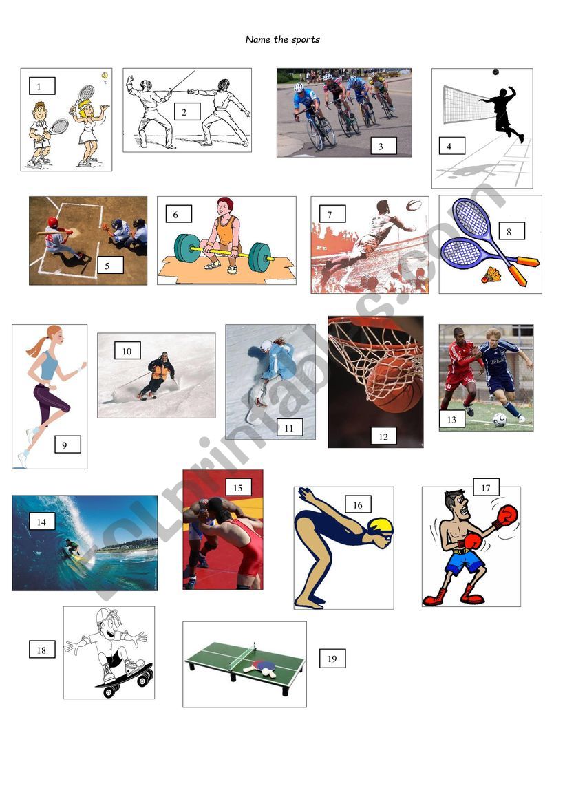 Name the sports  worksheet