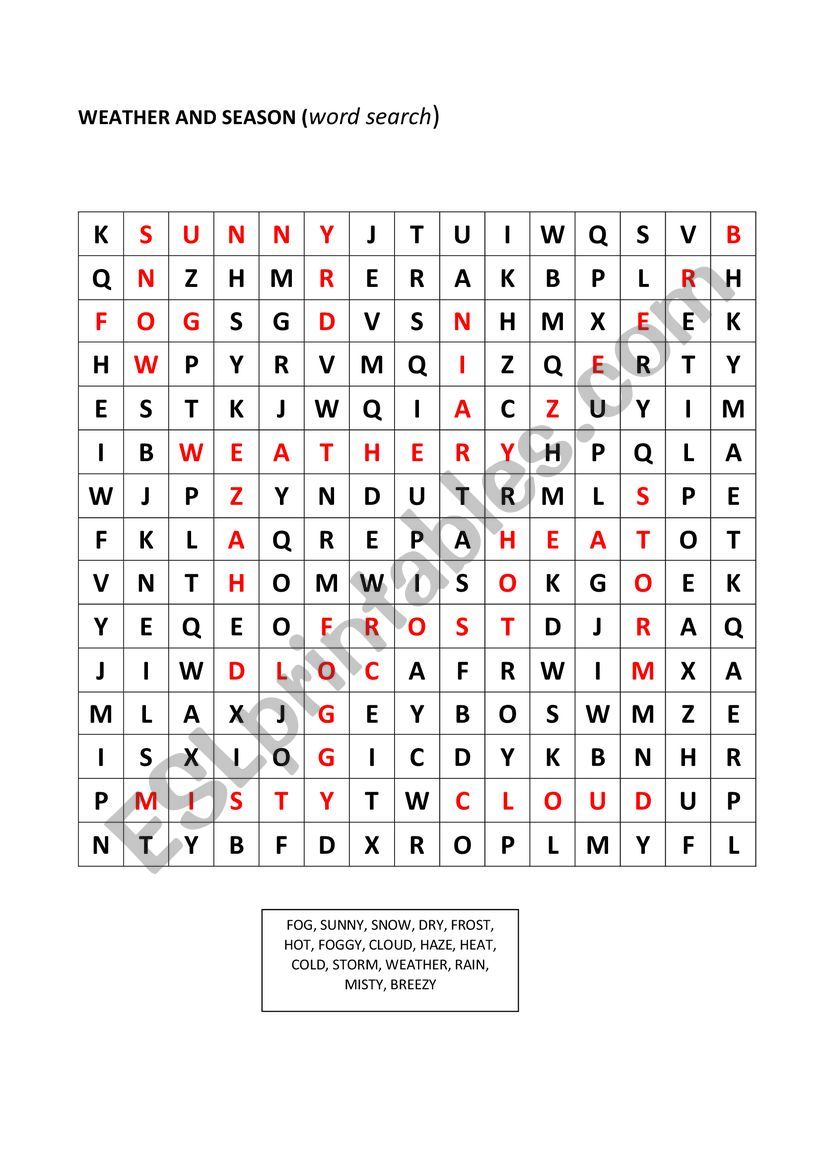 Weather and Seasons worksheet