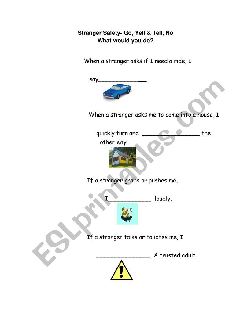 Stranger Afety worksheet