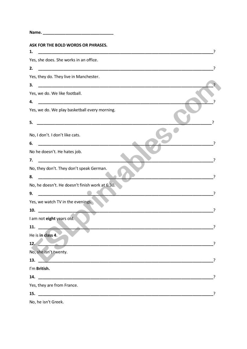 Making Questions  worksheet