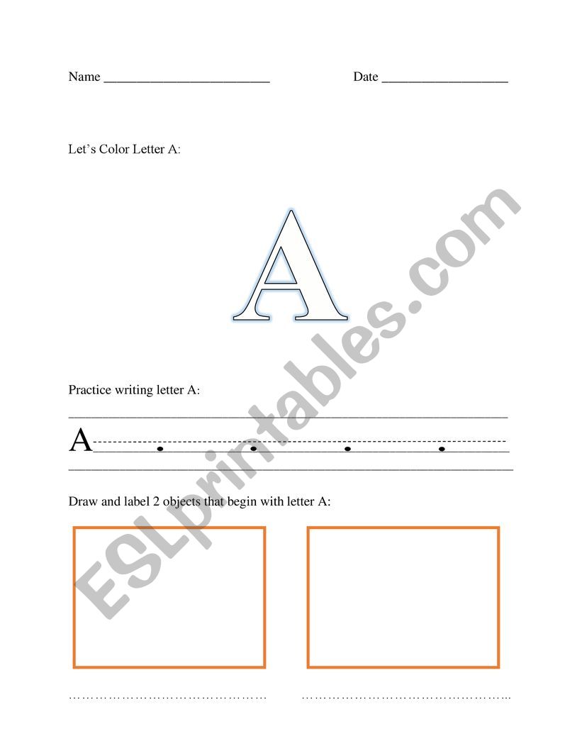 letter A worksheet