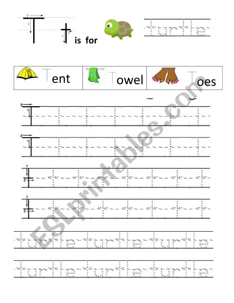 writing worksheet letter T worksheet