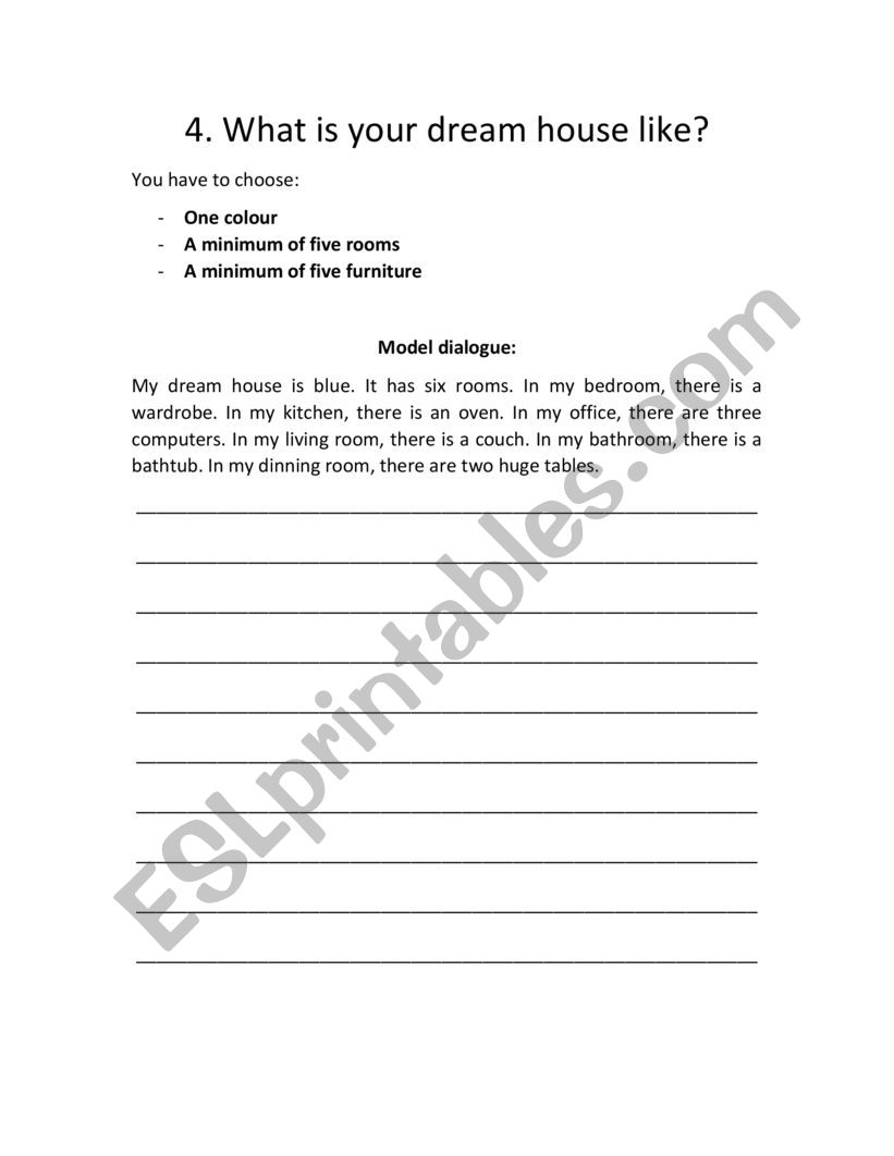 Dream house - Writing  worksheet