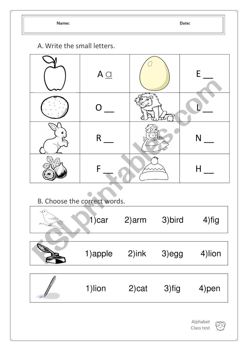 Alphabet Test  worksheet