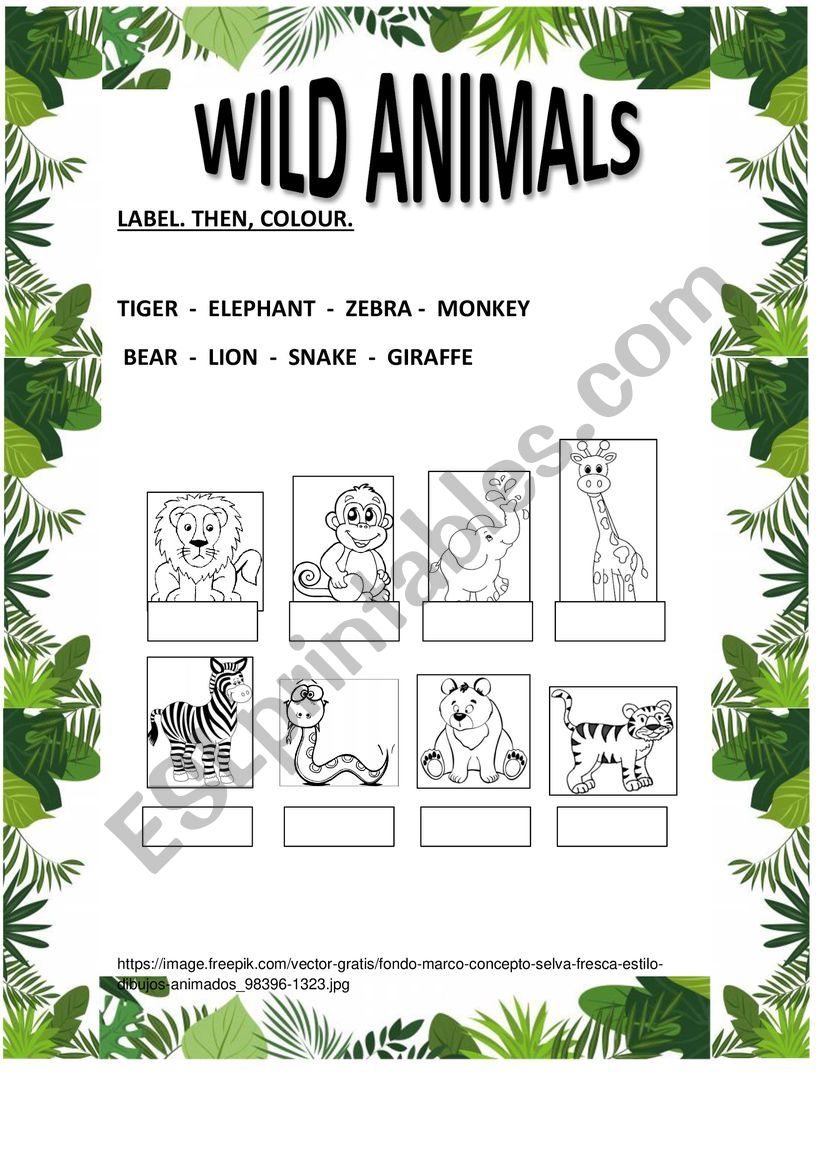 WILD ANIMALS worksheet