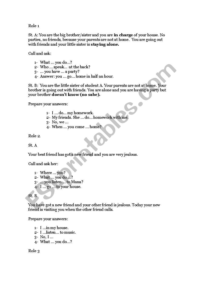 Role Play  worksheet